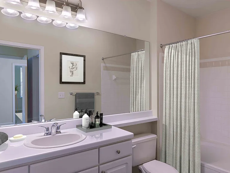 Spacious bathroom with large vanity