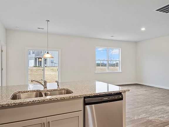 kitchen open to living area