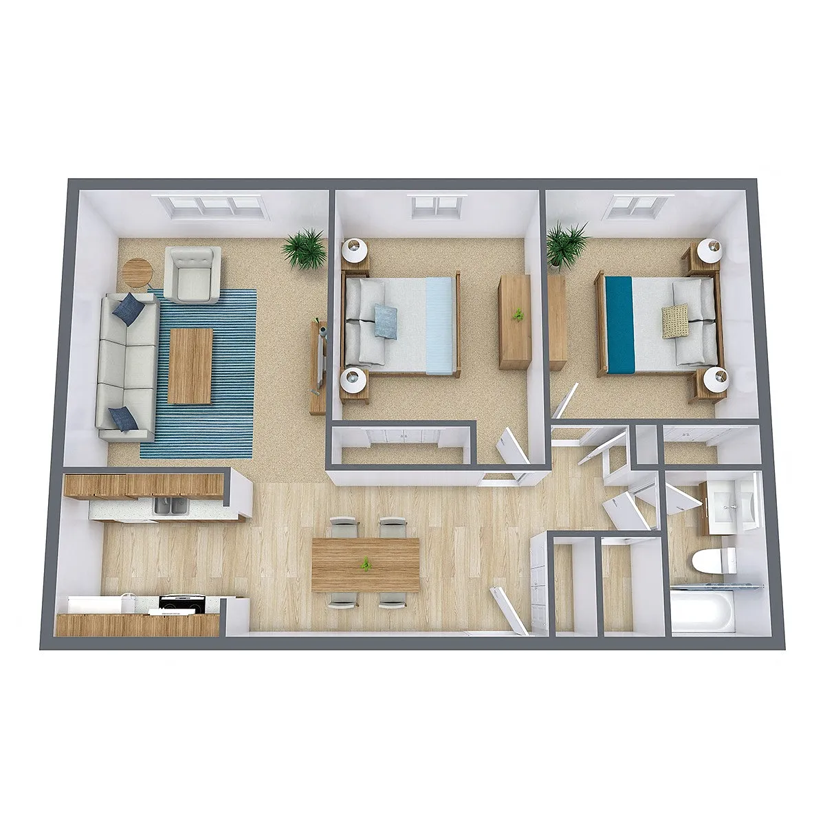 Floor plan Two Bedroom 21A