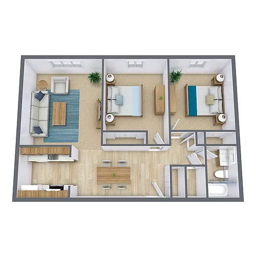 Floor plan Two Bedroom 21A