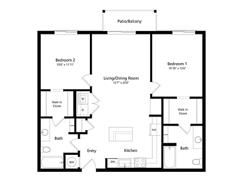 Floor plan 2 Bed B1