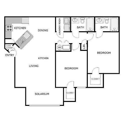 Floor plan 2 Bedroom 2 Bathroom