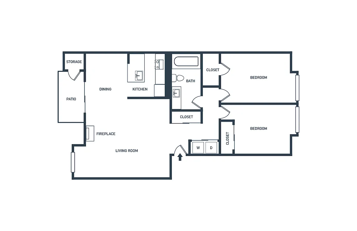 Floor plan 2 Bed 1 Bath