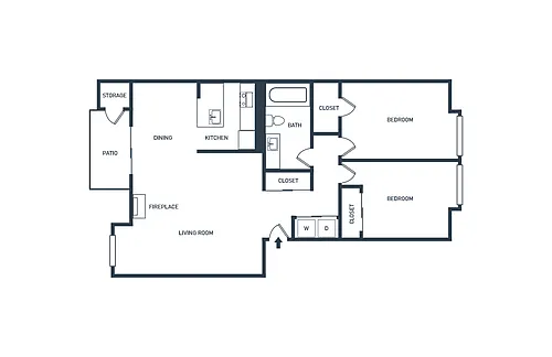 Floor plan 2 Bed 1 Bath