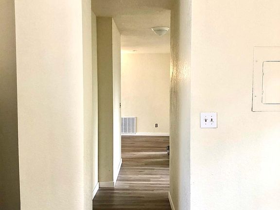 View of hallway from the kitchen