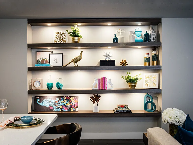 Built-in Shelves with Under Mounted Cabinet Lighting