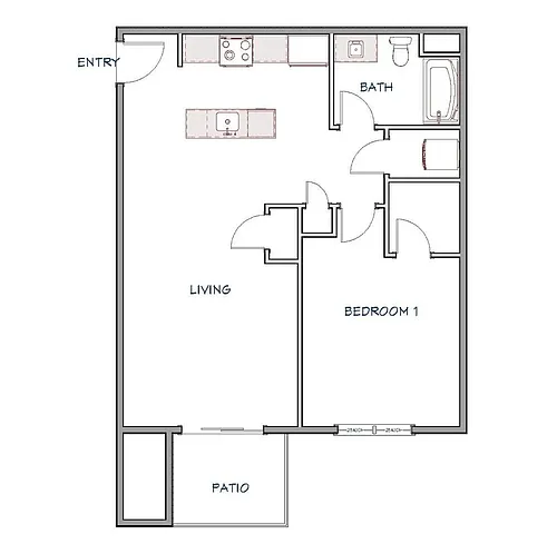 Floor plan 1 Bed 1 Bath