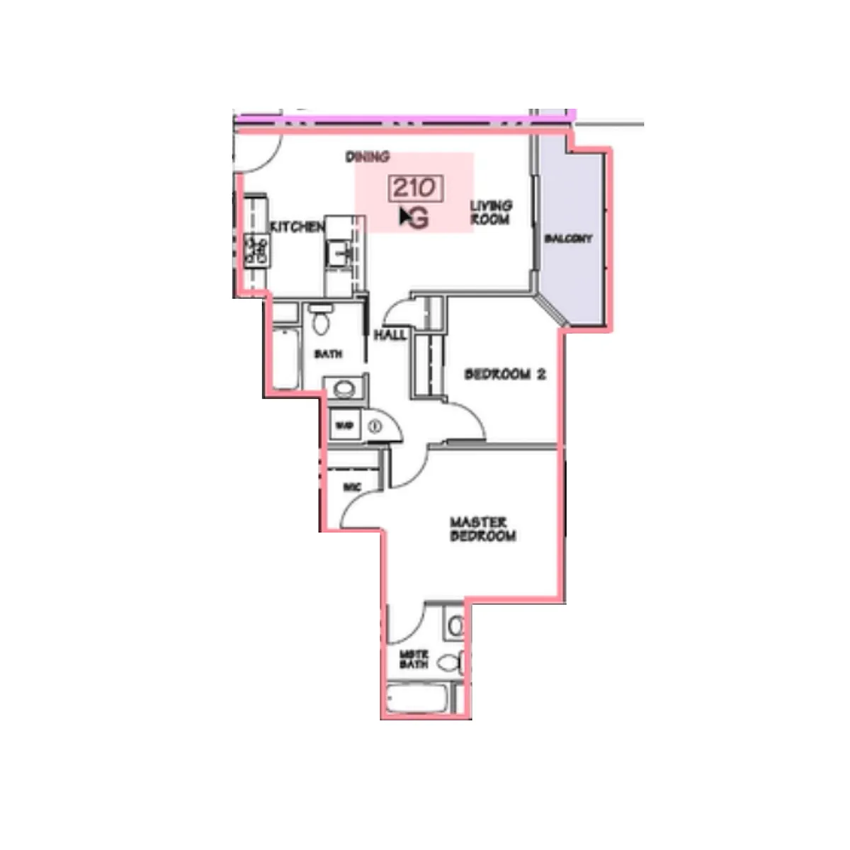Floor plan G - 2 Bed 2 Bath