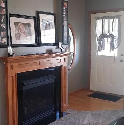 Gas fire place with room for your TV above.