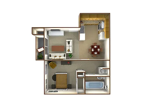 Floor plan 1 Bedroom Med