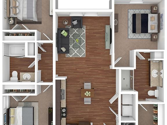 3x2 1,191 sq ft-Floorplan
