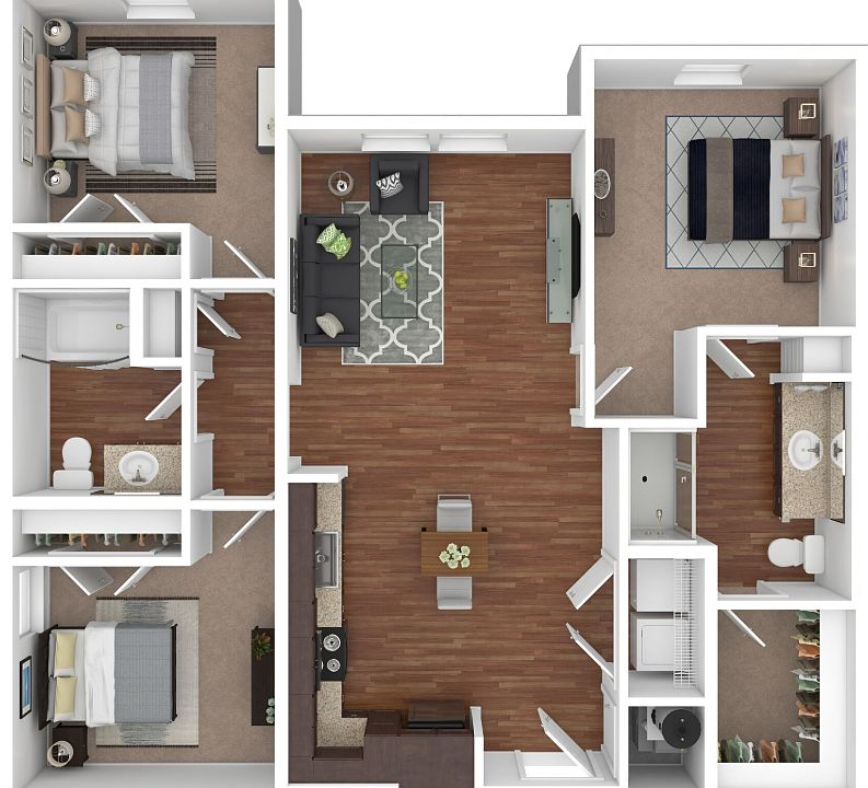 3x2 1,191 sq ft-Floorplan