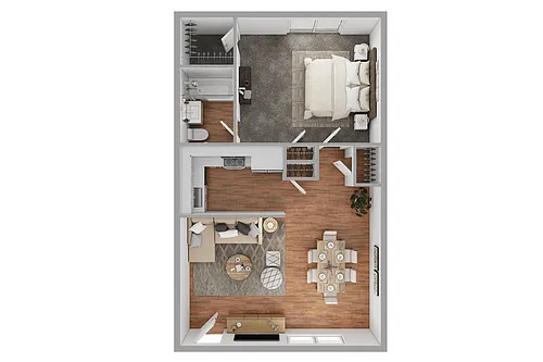 Floor plan 1 Bedroom/1 Bath