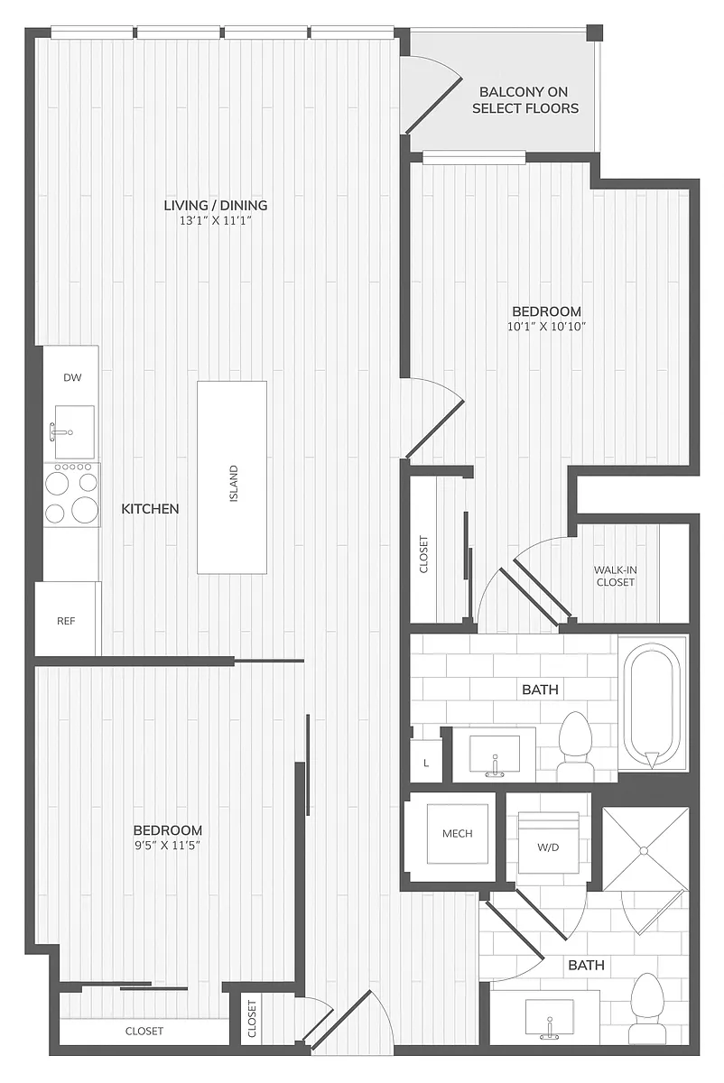 Floor plan 2 Bed/2 Bath-A East Medley