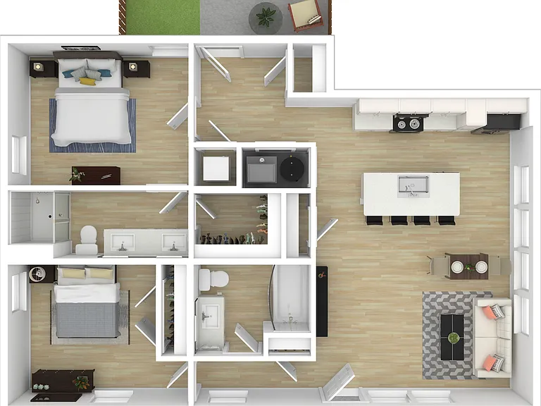 2BR Stacked Duplex- Ground 2BR Stacked Duplex- Ground