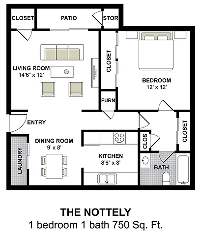 Floor plan 1 Bedroom 1 Bath