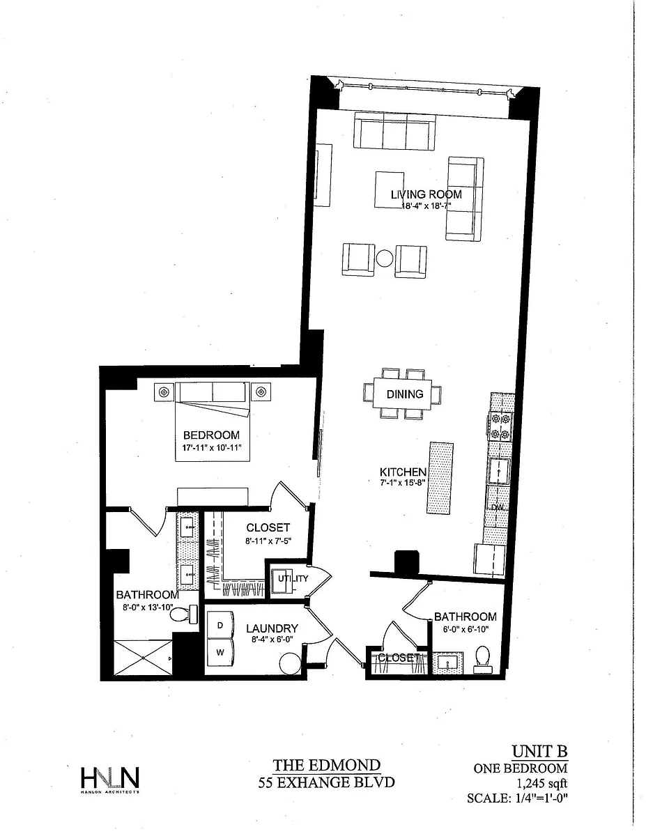 Floor plan 1 Bed 1.5 Bath