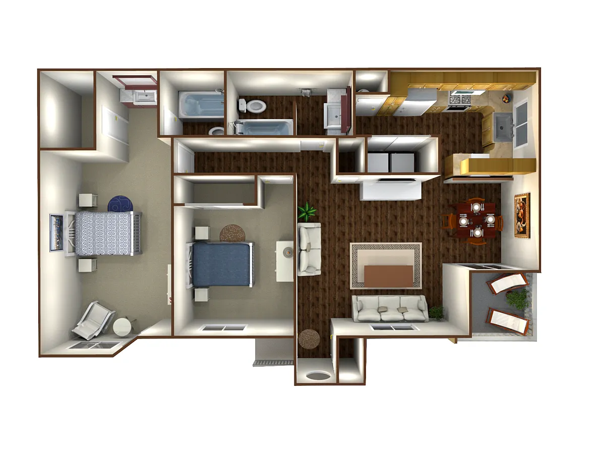 Floor plan 2 Bed Furnished Upstairs