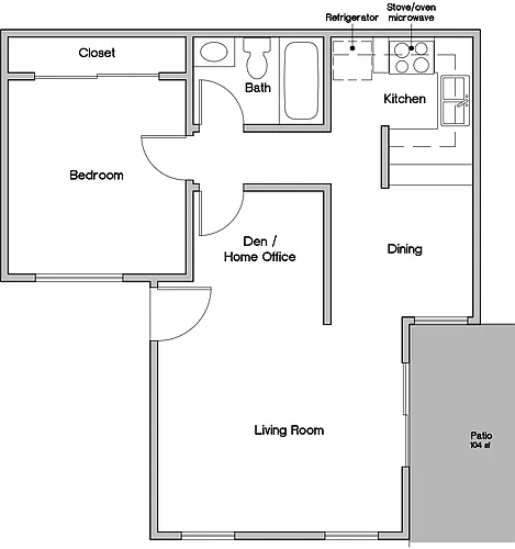 Floor plan 1 Bedroom 1 Bath with Den