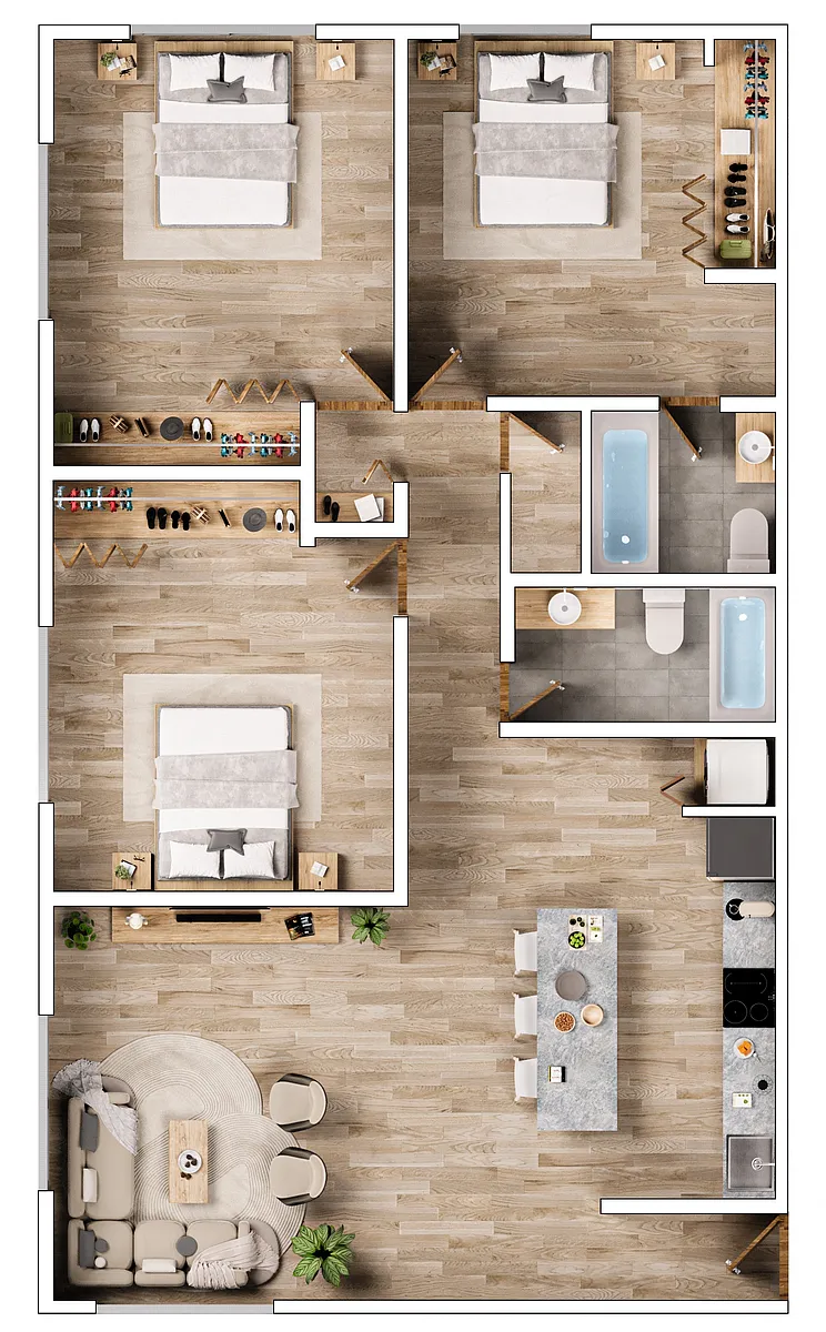 Floor plan 3 Bedrooms, 2 Bathrooms