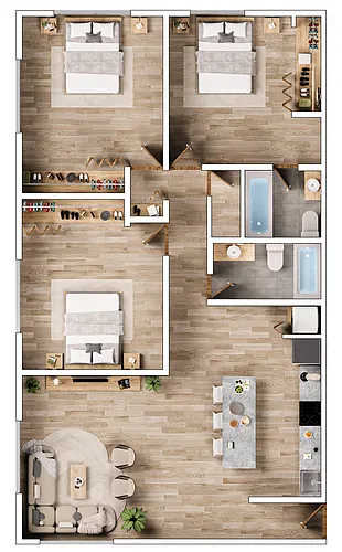 Floor plan 3 Bedrooms, 2 Bathrooms