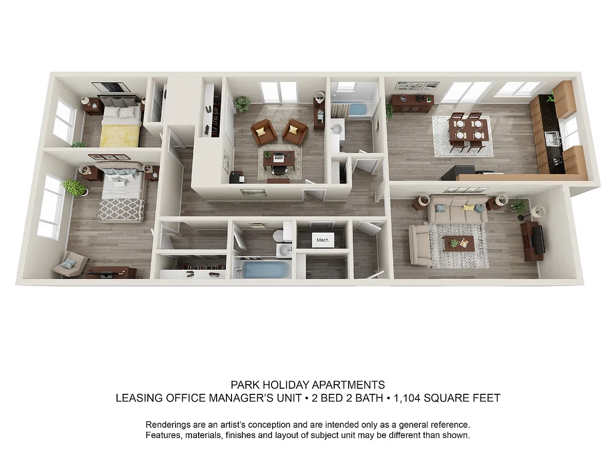 Floor plan 2 Beds 2 Baths