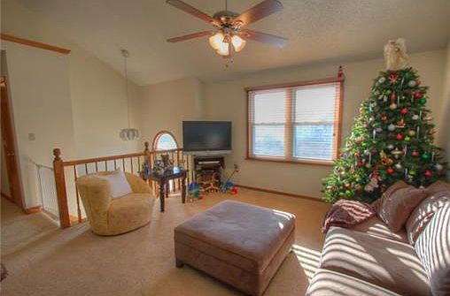 Living room overlooks entry