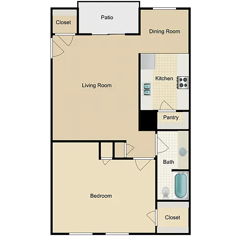 Floor plan 1 Bed 1 Bath
