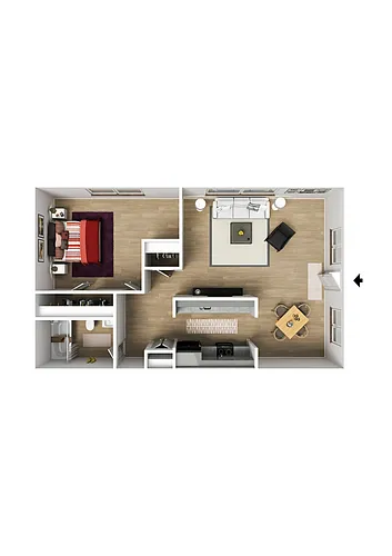 Floor plan TM Renovated 1x1