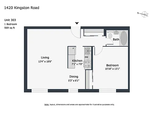 Floor plan 1 Bedroom - unit 303