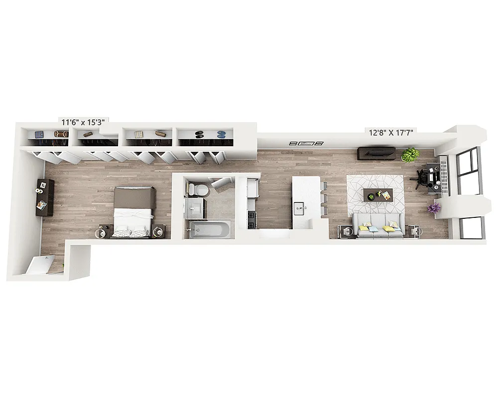 Floor plan Studio w/ Home Office Q