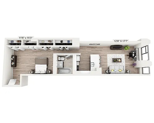 Floor plan Studio w/ Home Office Q