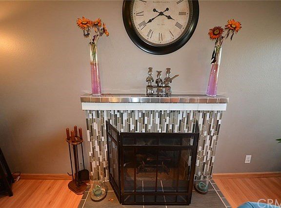 Fireplace in living room.