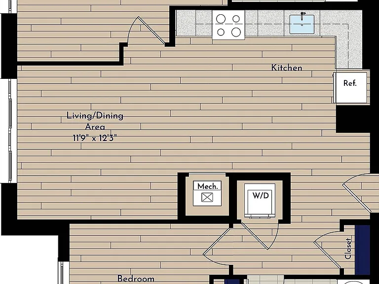 B 2BR-B1 Two Bedroom Floor Plan B 2BR-B1 Two Bedroom Floor Plan