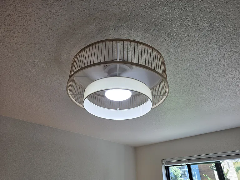 Light with fan, remote controlled.