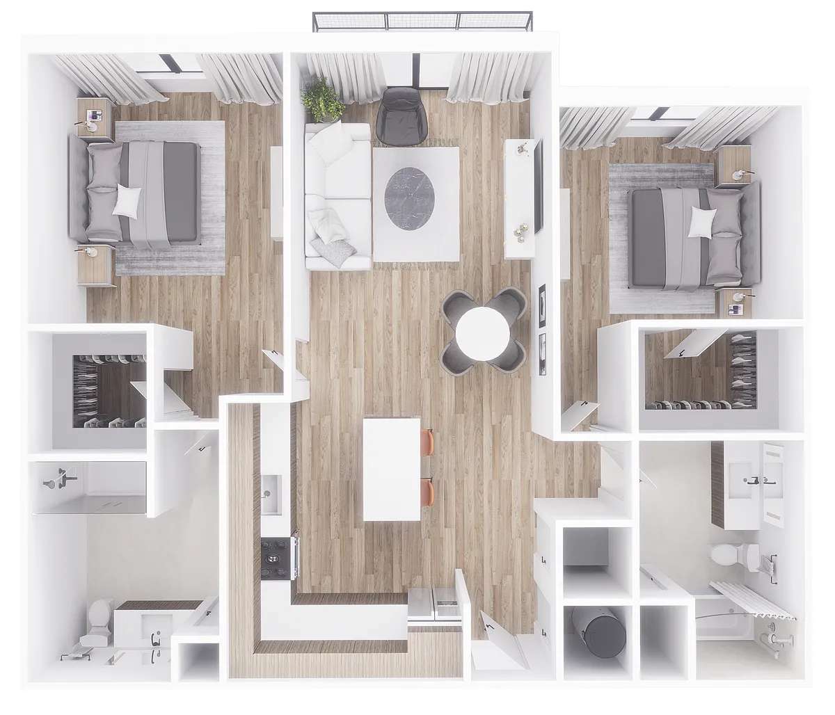 Floor plan 2x2 - 1150 sqft