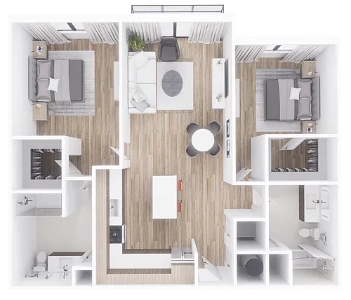 Floor plan 2x2 - 1150 sqft