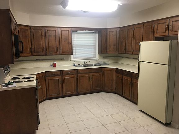 Kitchen, views from dining room.
