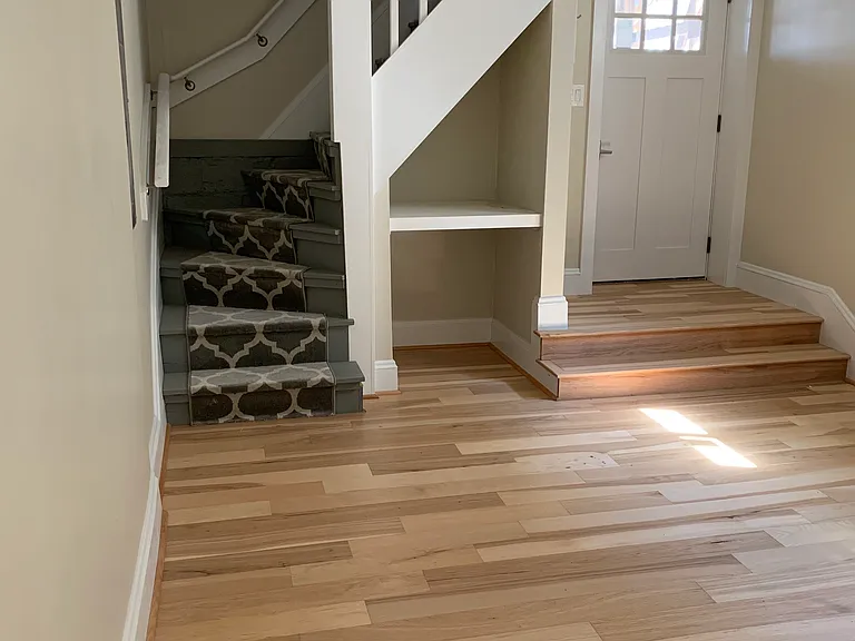 Stairs to lower level office and back door