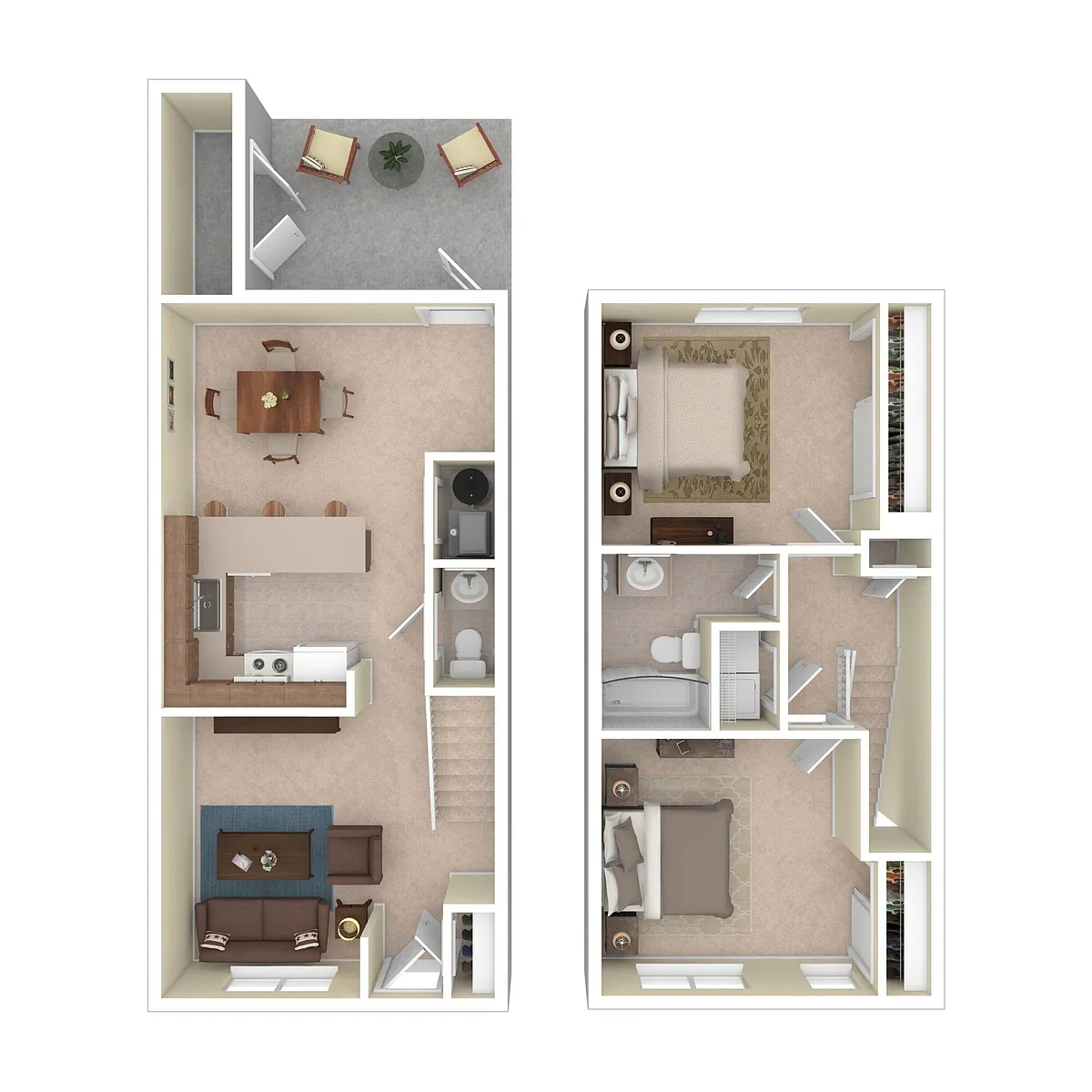 Floor plan 2 Bedroom Townhouse A