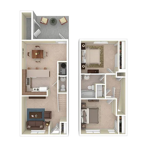 Floor plan 2 Bedroom Townhouse A