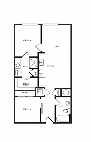 Floor plan 2 Bed/2 Bath-B01 Modern