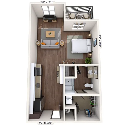 Floor plan Studio 0x1 507-720 SF