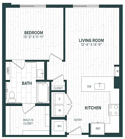 Floor plan 1 Bed/1 Bath-A14 TYPE A