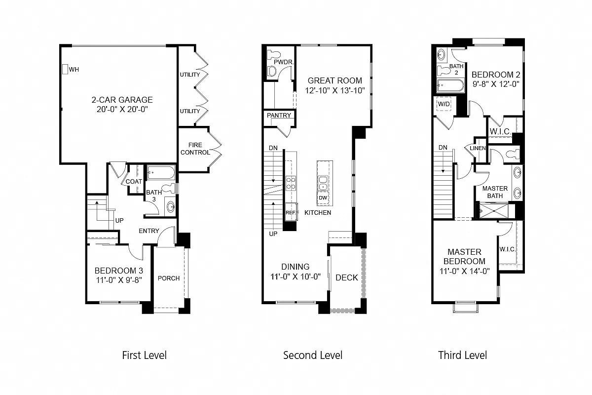 Floor plan 3 Bedroom Townhome Plan 3