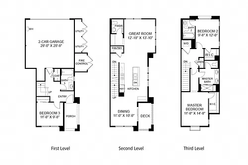 Floor plan 3 Bedroom Townhome Plan 3