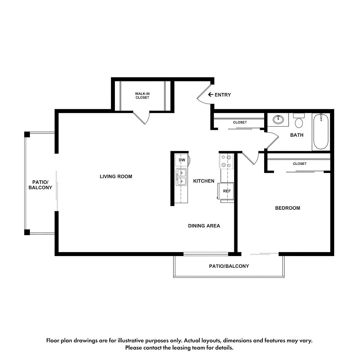 Floor plan 1x1 H - Cedars