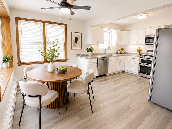 beautiful kitchen with table space