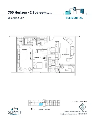 Floor plan 2 bedroom 2 Bed 1 Bath 8