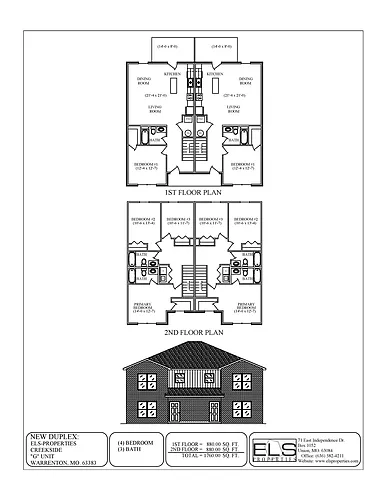 Floor plan 4BR-3BA G Duplex